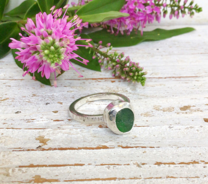 Green sea glass ring