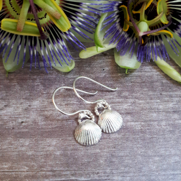 Fine silver shell earrings