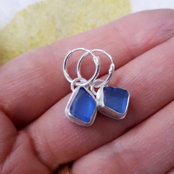 Blue sea glass on hoops for my daughter! 