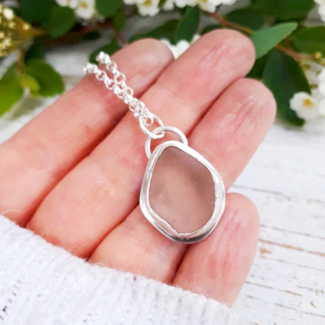 Pink sea glass pendant