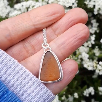 Orange sea glass pendant