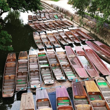View of punts from Magdalene Bridge