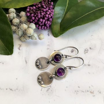 Amethyst disc earrings