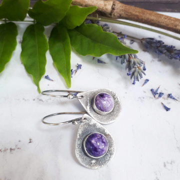 Purple moon earrings