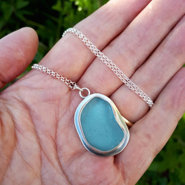 Bespoke pendant with customer’s own piece of sea glass