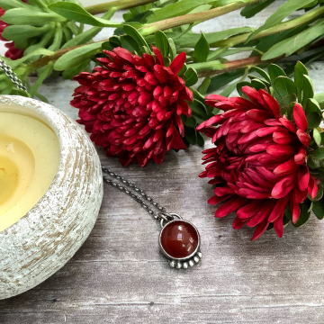 Blood moon carnelian pendant