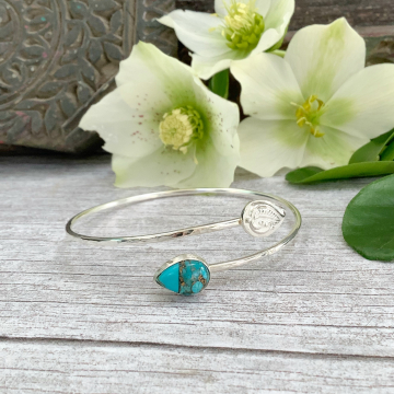 Turquoise sterling silver open bangle