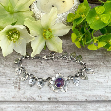 Sterling silver purple copper turquoise bracelet