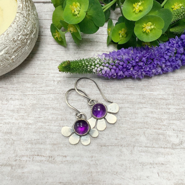 Sterling silver amethyst flower earrings