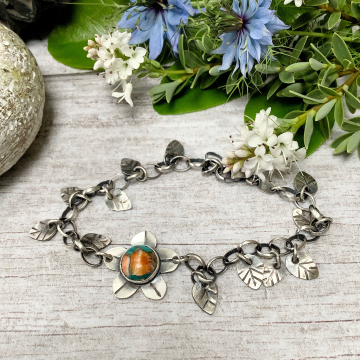 Silver Spiny oyster flower bracelet