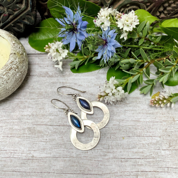 Silver labradorite earrings