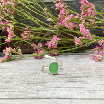 Green sea glass ring