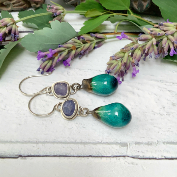 Tanzanite and ceramic earrings