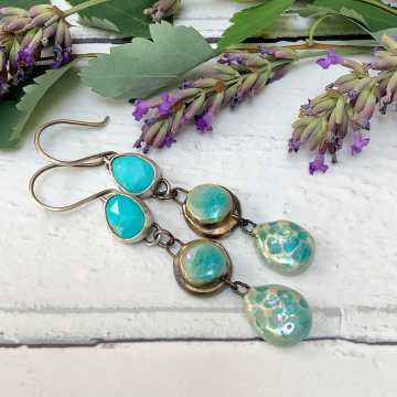 Turquoise and ceramic earrings