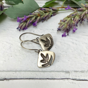 Fine silver lavender earrings